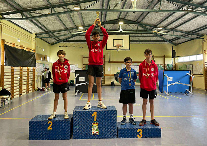 Campeonatos de Asturias de tenis de mesa en las categorías infantil (equipos, individual y dobles) y alevín (individual y dobles).