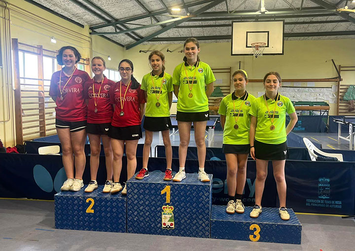 Campeonatos de Asturias de tenis de mesa en las categorías infantil (equipos, individual y dobles) y alevín (individual y dobles).