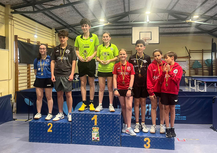 Campeonatos de Asturias de tenis de mesa en las categorías infantil (equipos, individual y dobles) y alevín (individual y dobles).